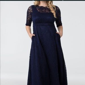 Leona Lace A-Line Plus Size Gown-David’s Bridal Blue